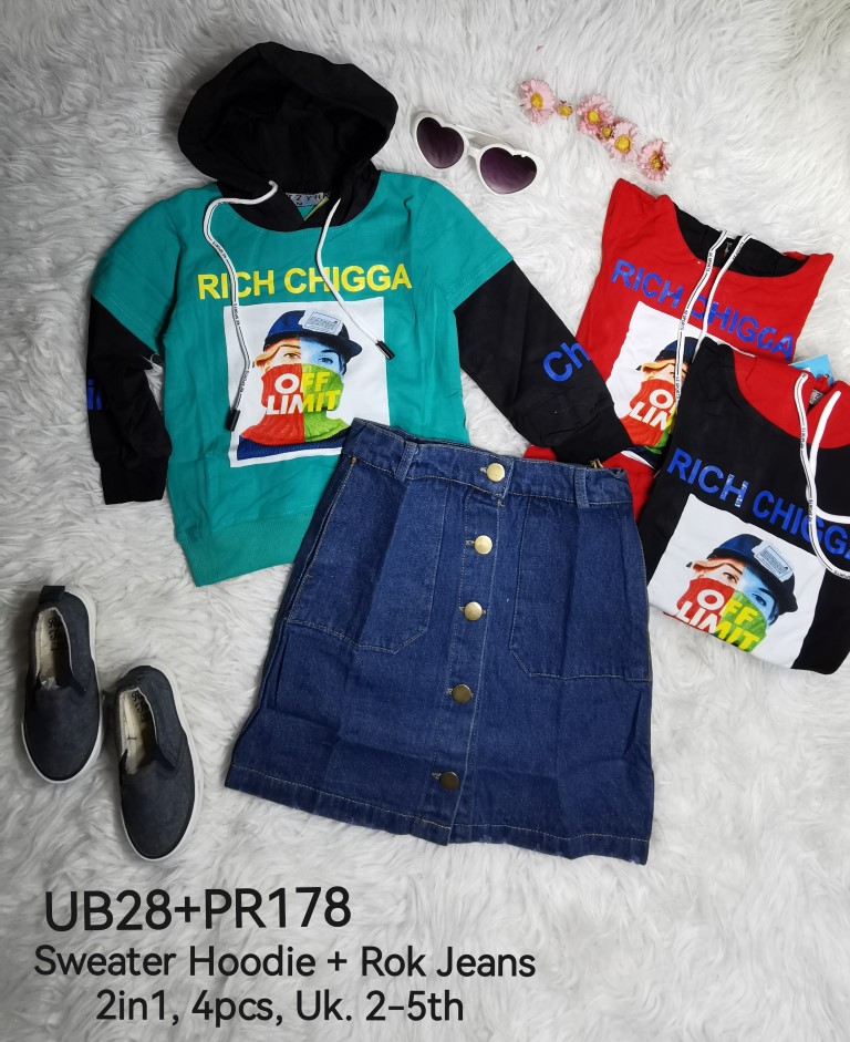 UB28PR178-Sweater Hoodie Rok Jeans (2in1)-Seri 4
