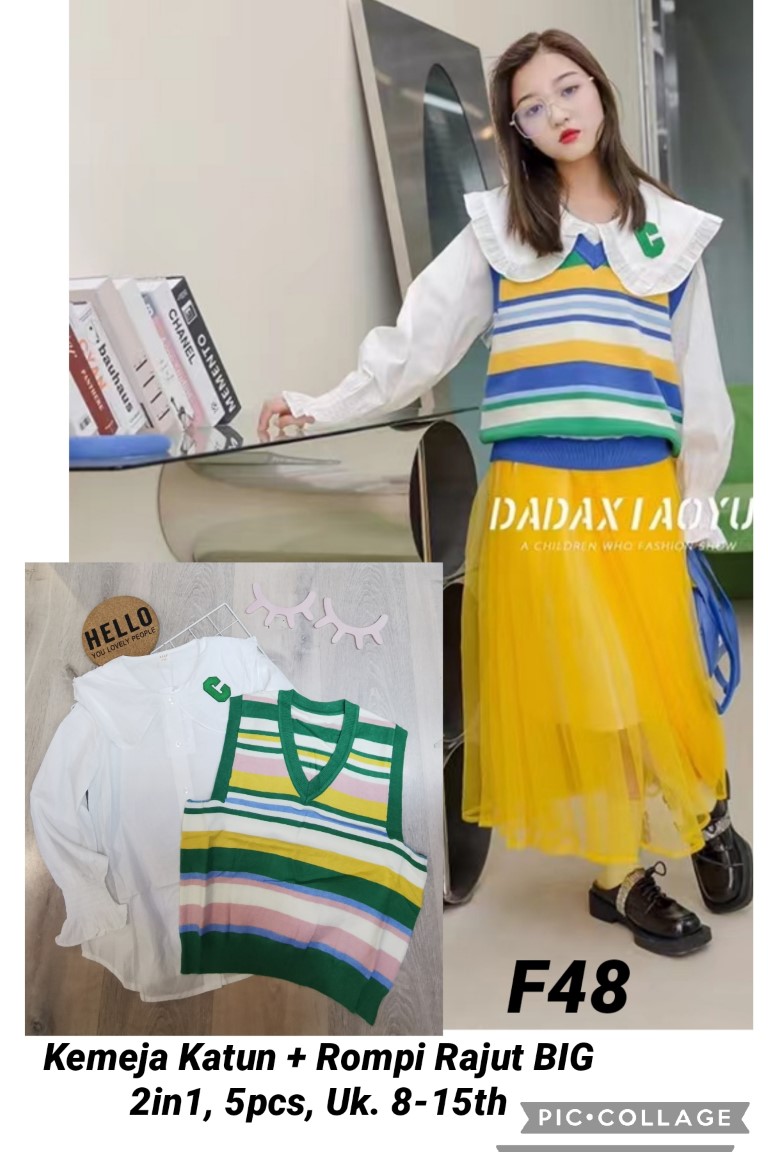 F48-Kemeja Rompi Rajut BIG (2in1)-Seri 5