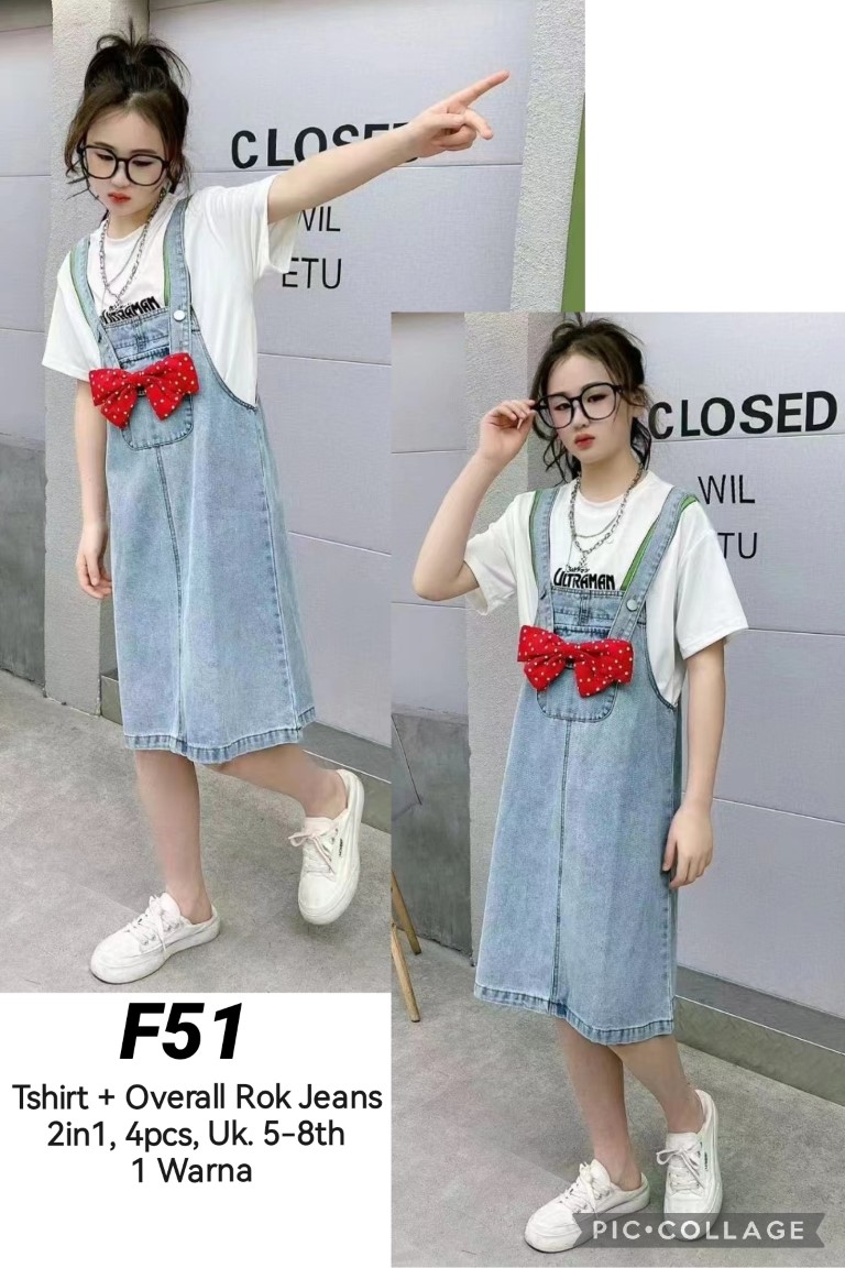 F51-Baju Overall Rok Jeans (2in1)-Seri 4
