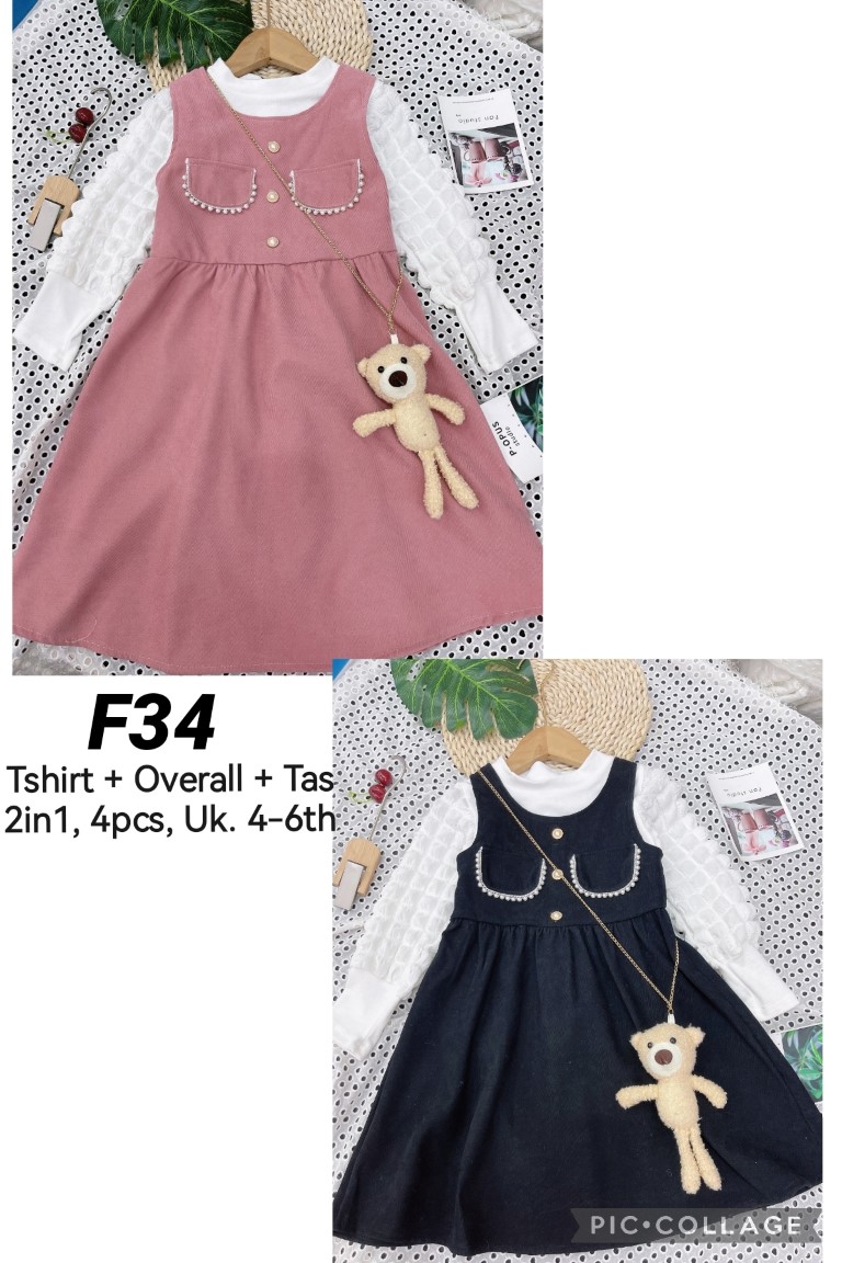 F34-Baju Overall Boneka (2in1)-Seri 4