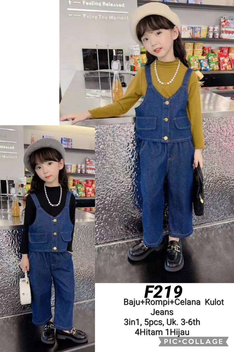 F219-Baju Rompi Celana Kulot Jeans (3in1)-Seri 5