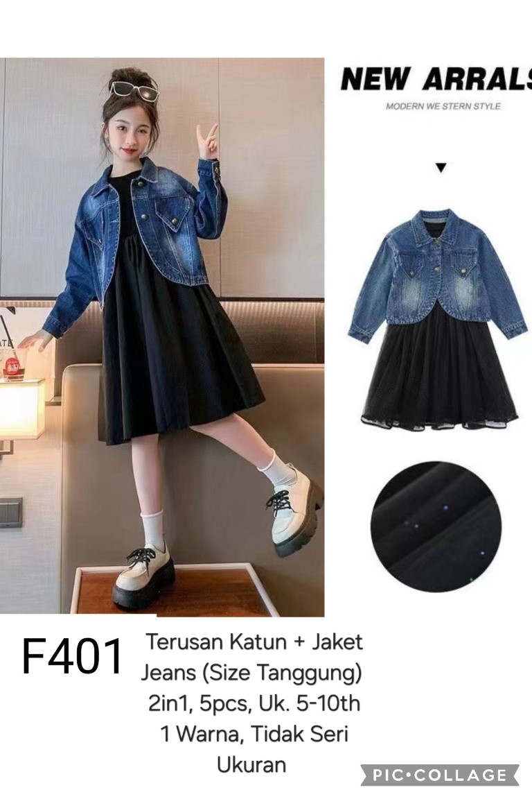 F401-Dress Katun Jaket Jeans (2in1) BIG-Seri 5
