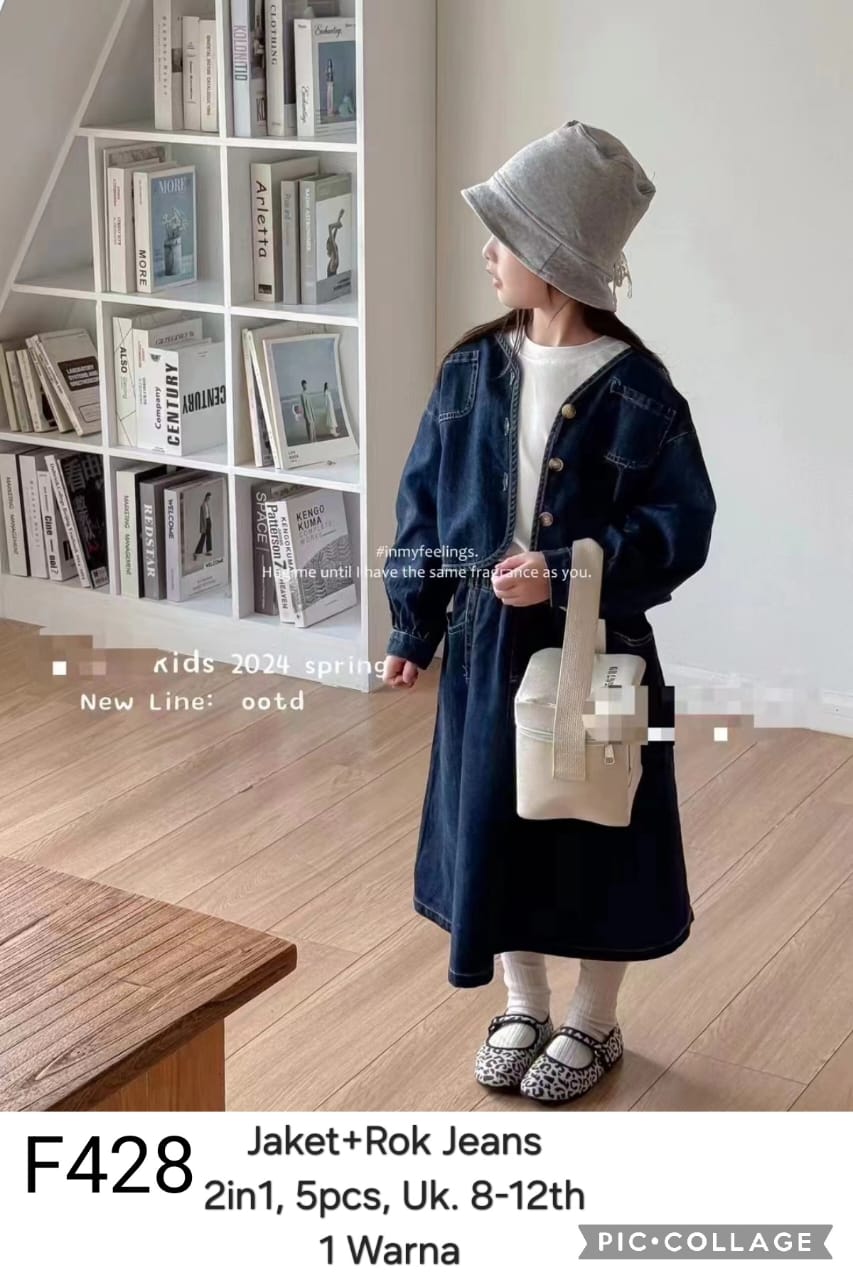 F428-Jaket Rok Jeans (2in1)-Seri 5