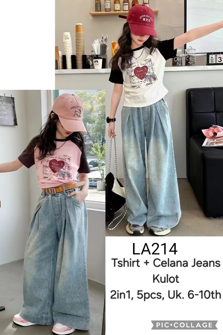 LA214-Baju Celana Jeans Kulot (2in1)-Seri 5