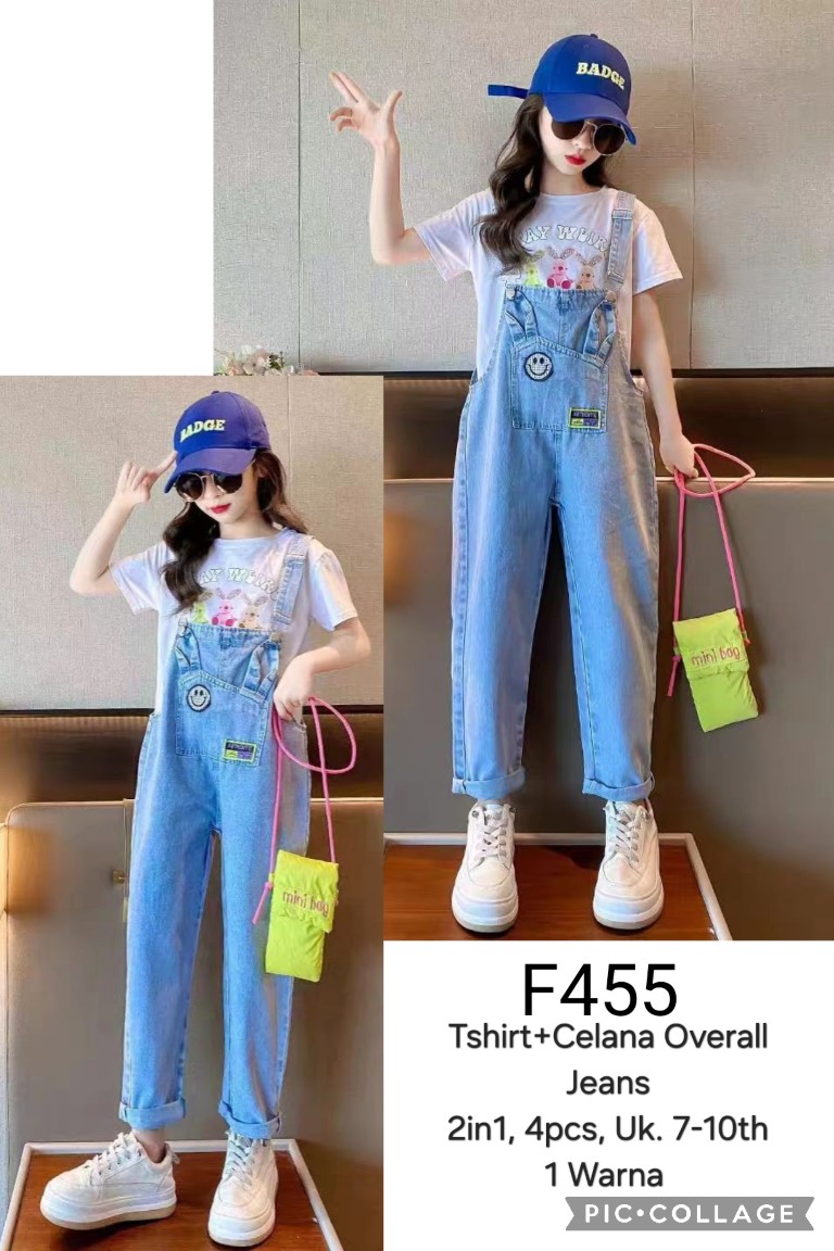 F455-Baju Celana Overall Jeans (2in1)-Seri 4