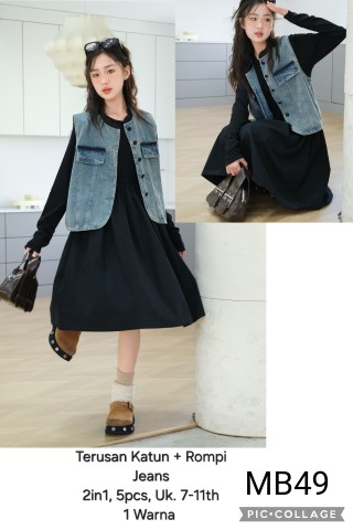 MB49-Dress Katun Rompi Jeans (2in1)-Seri 5