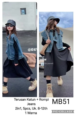 MB51-Dress Katun Rompi Jeans (2in1)-Seri 5