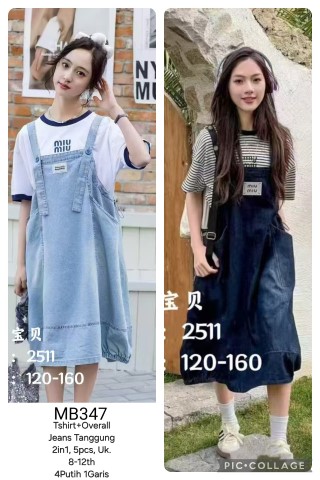 MB347-Baju Overall Jeans BIG (2in1)-Seri 5