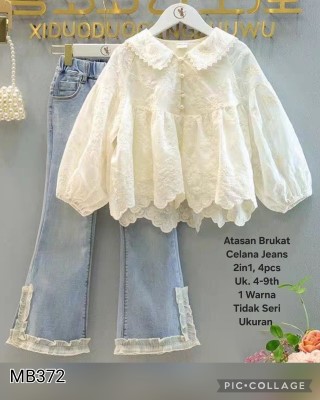 MB372-Baju Brukat Celana Jeans (2in1)-Seri 4