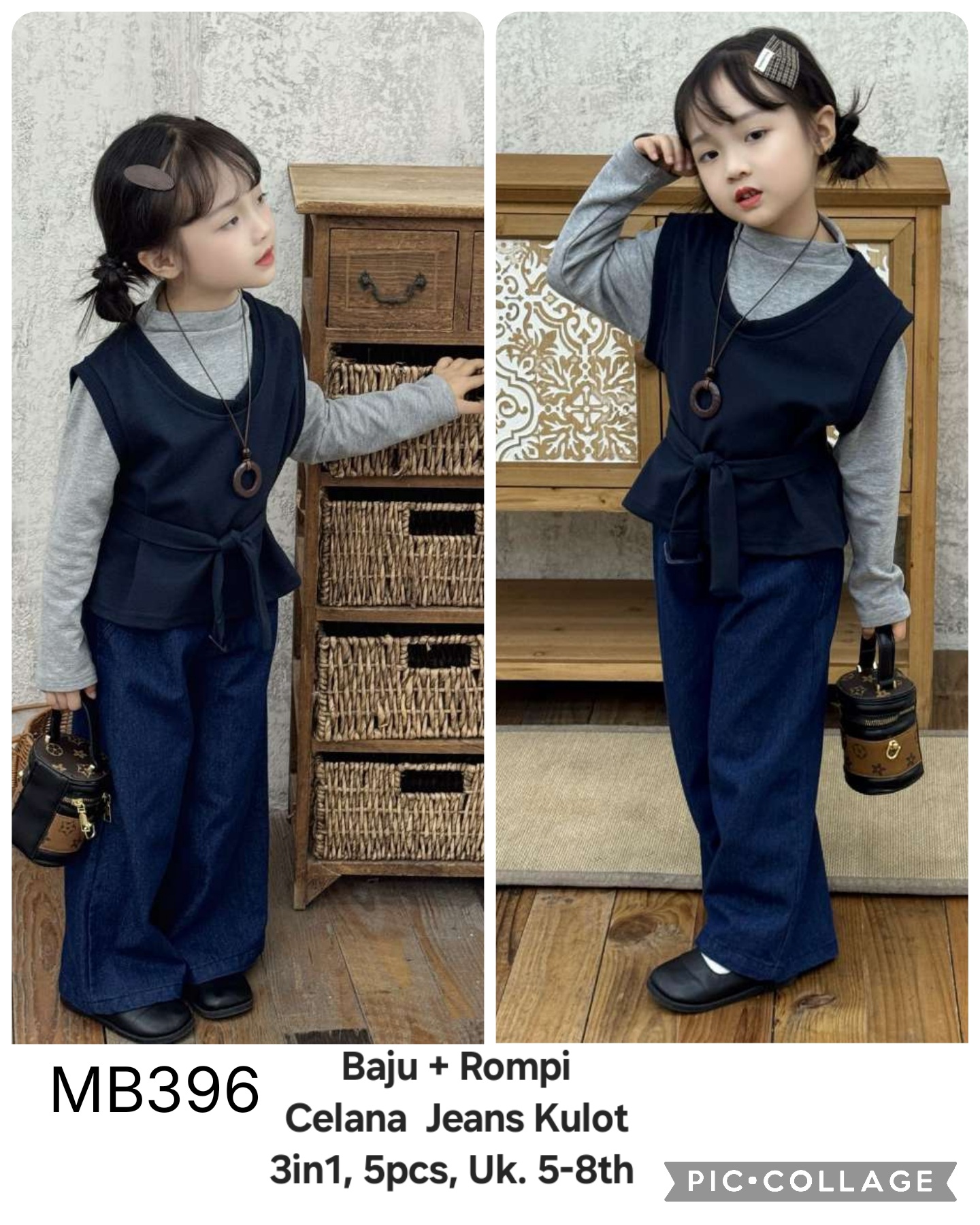 MB396-Baju Rompi Celana Jeans Kulot (3in1)-Seri 5