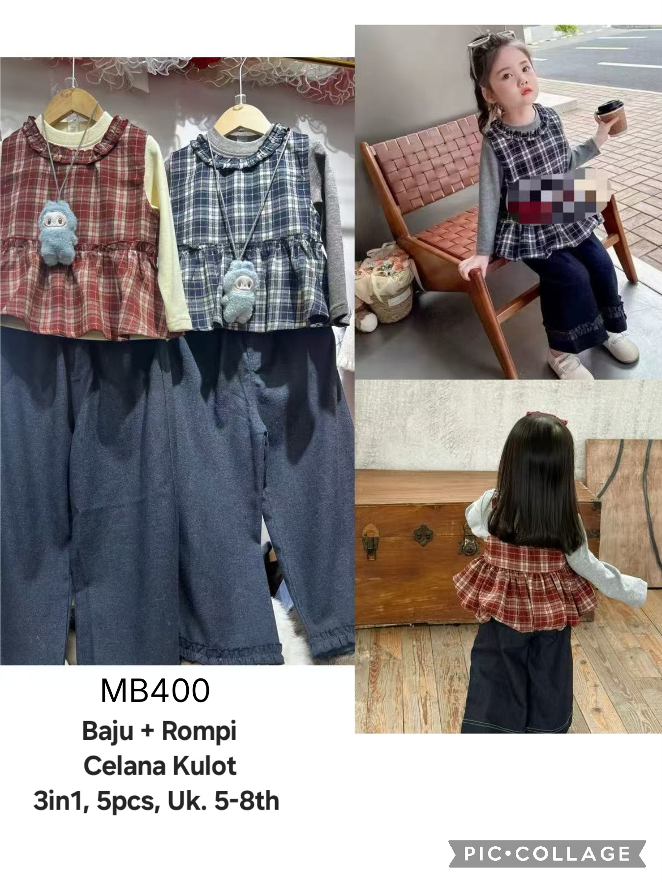 MB400-Baju Rompi Celana Jeans Kulot (3in1)-Seri 5