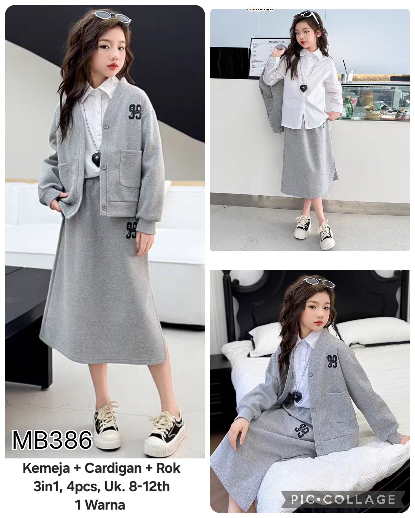 MB386-Kemeja Cardigan Rok (3in1)-Seri 4