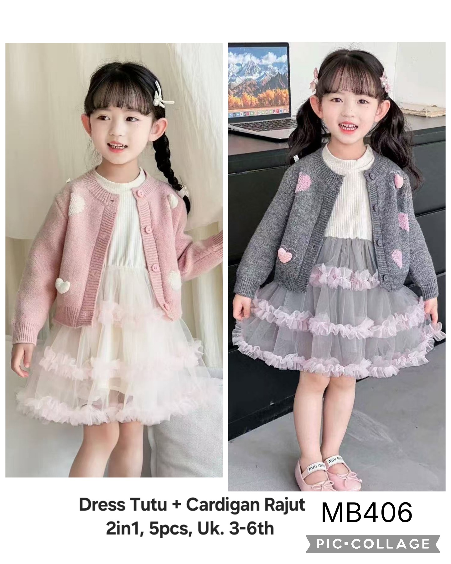 MB406-Dress Tutu Cardigan Rajut (2in1)-Seri 5