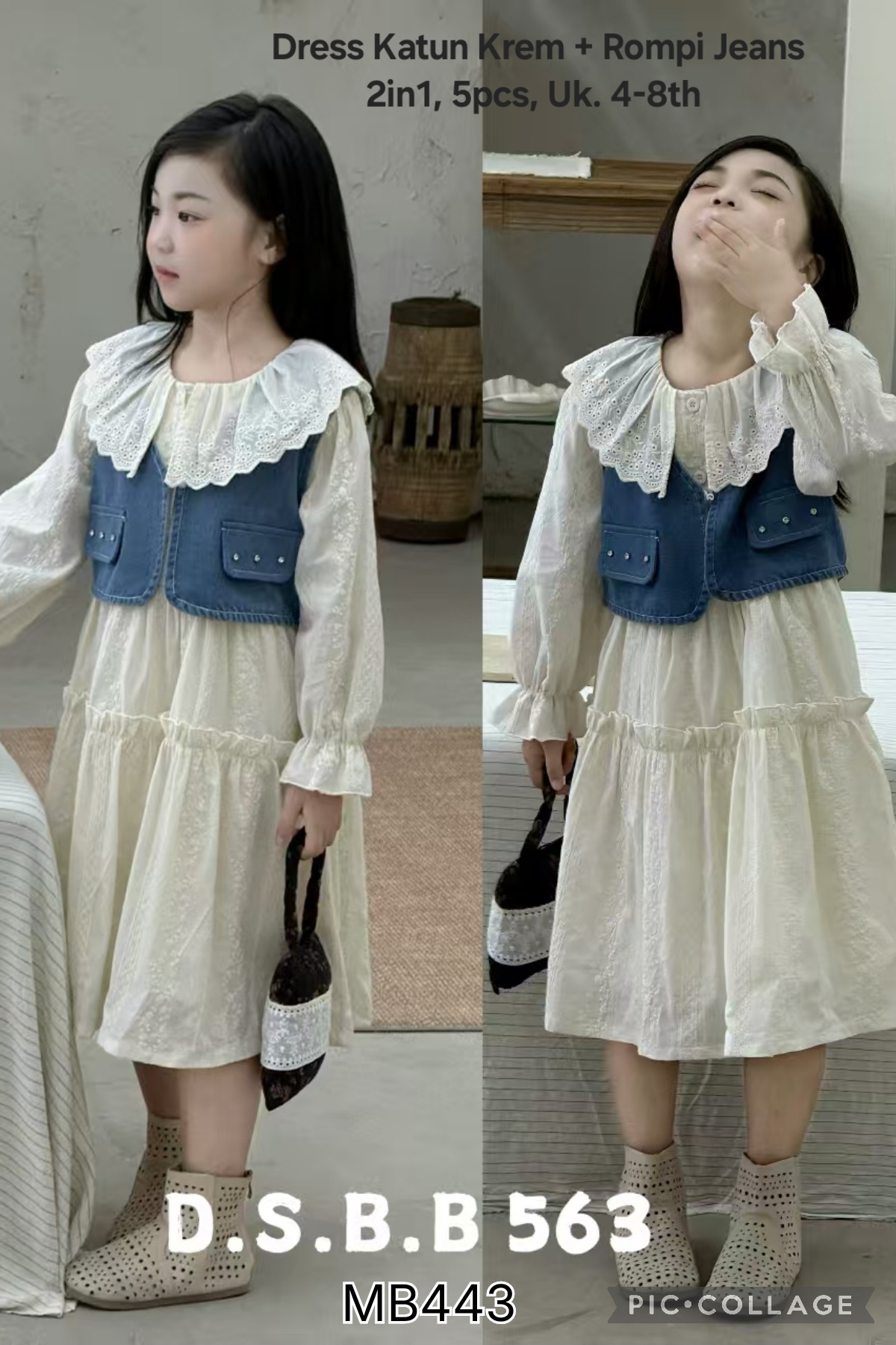 MB443-Dress Rompi Jeans (2in1)-Seri 5