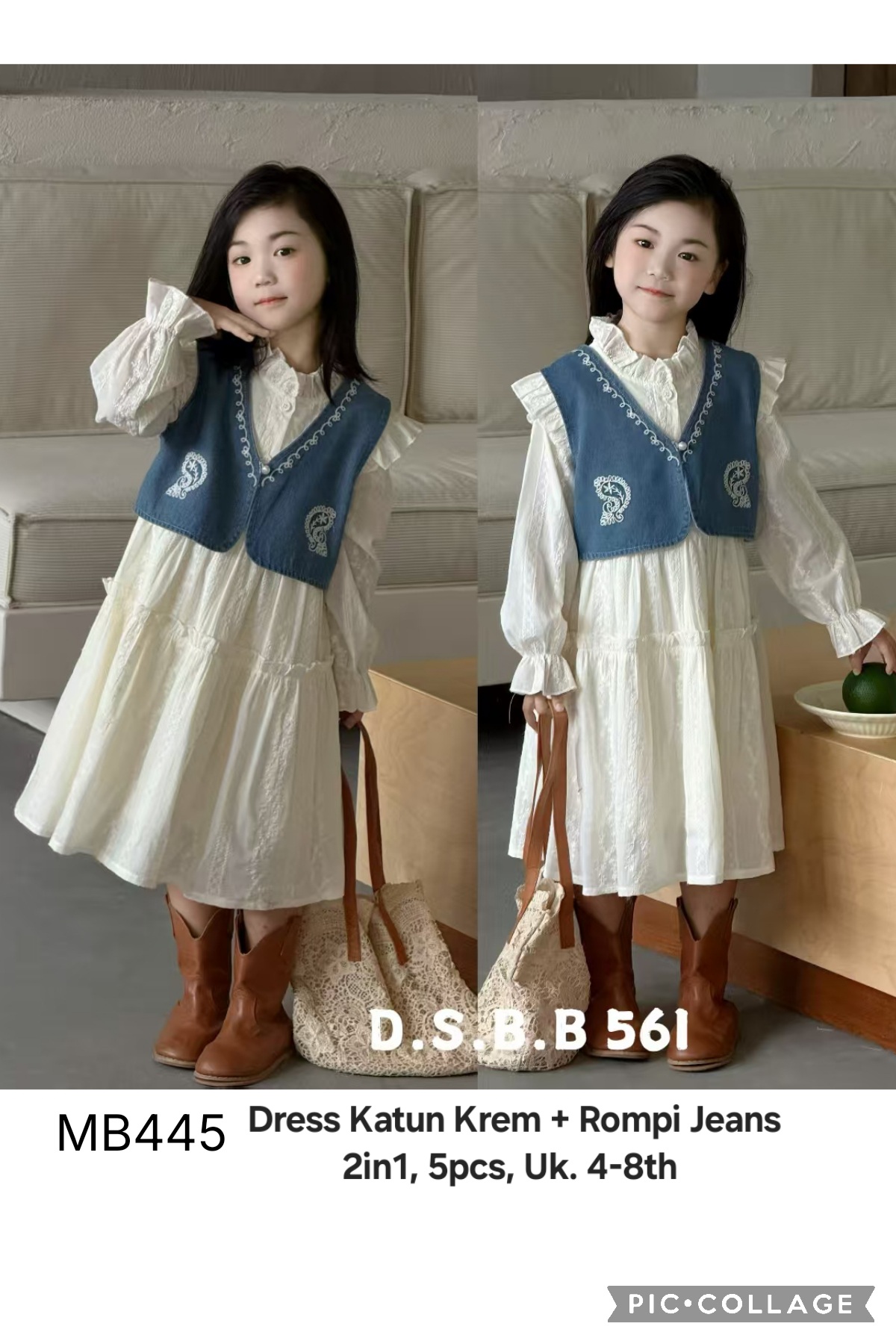 MB445-Dress Rompi Jeans (2in1)-Seri 5