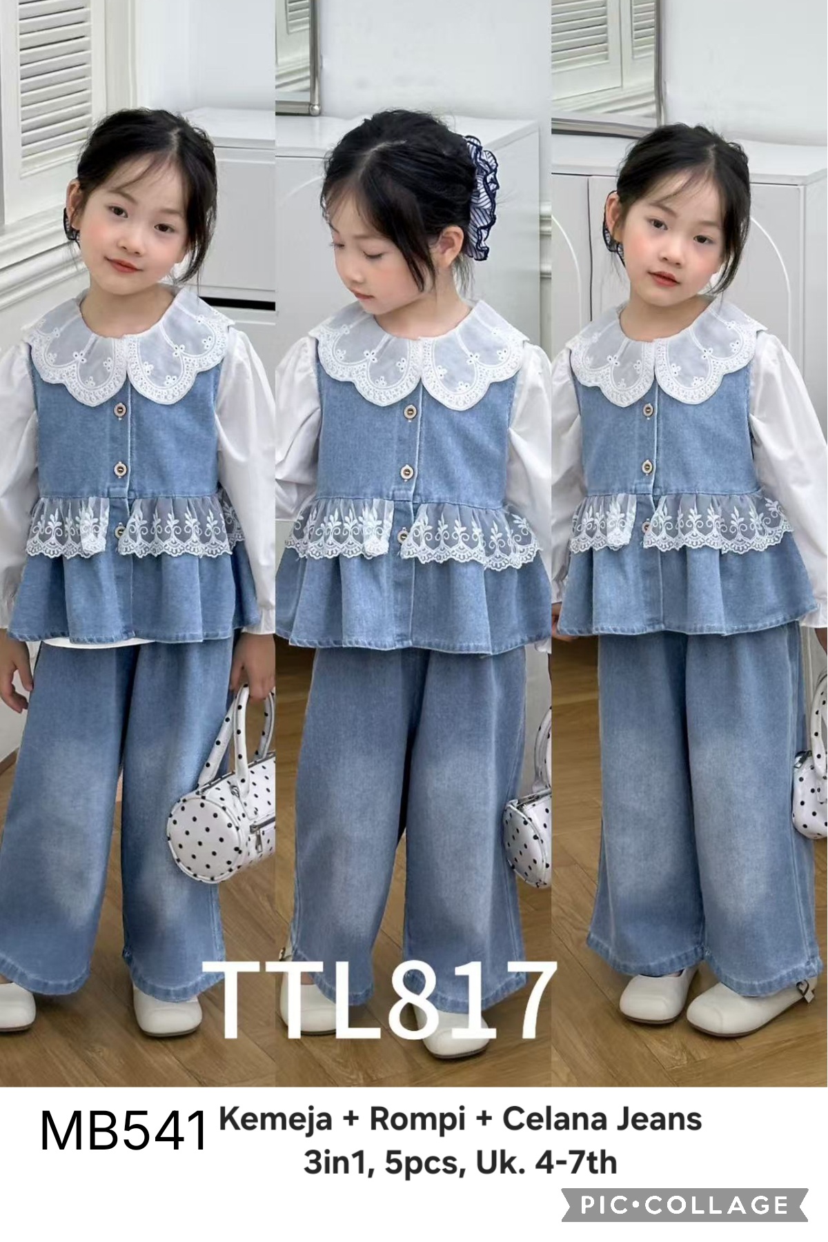 MB541-Kemeja Rompi Celana Jeans (3in1)-Seri 5