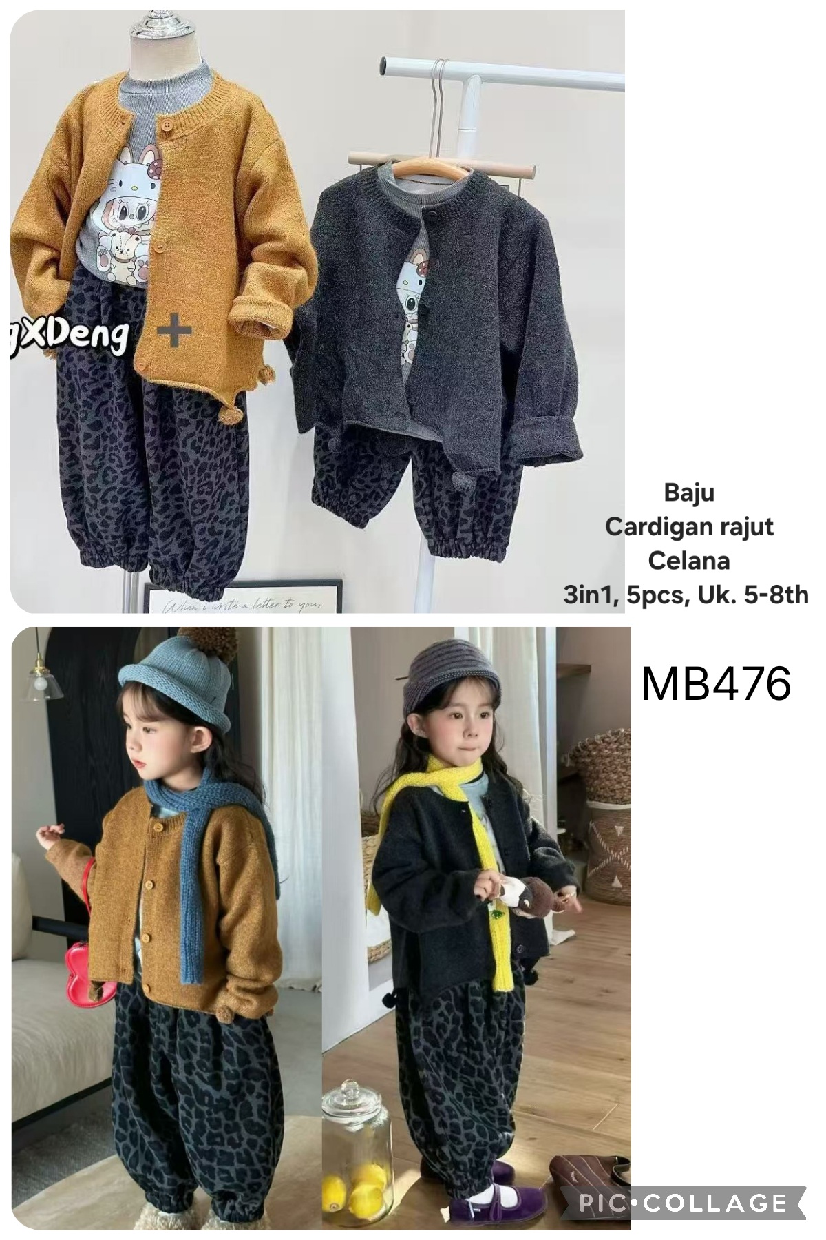 MB476-Baju Cardigan Rajut Celana (3in1)-Seri 5